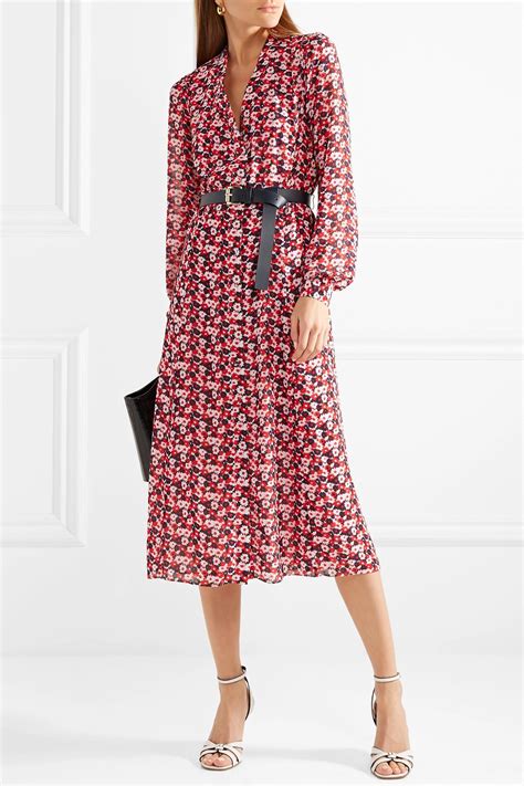 michael kors belted floral print crepe midi dress|michael kors leather dress sale.